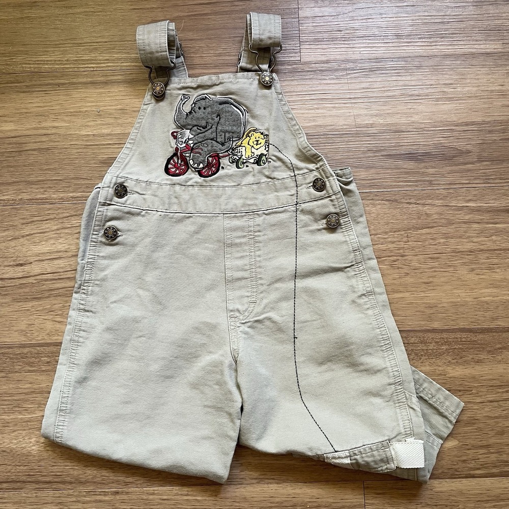 Small Steps Overalls Baby And Toddler 2T Embroidered Elephant Animal Footprints